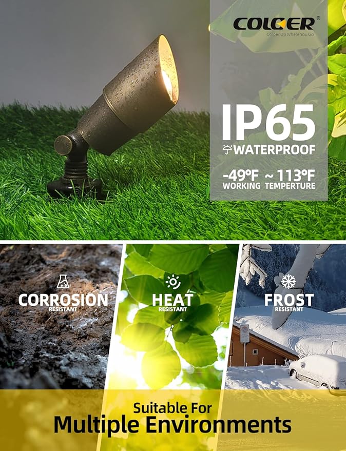 COLOER Brass Landscape Spotlights, 12 Pack Spot Lights Outdoor - Image 5