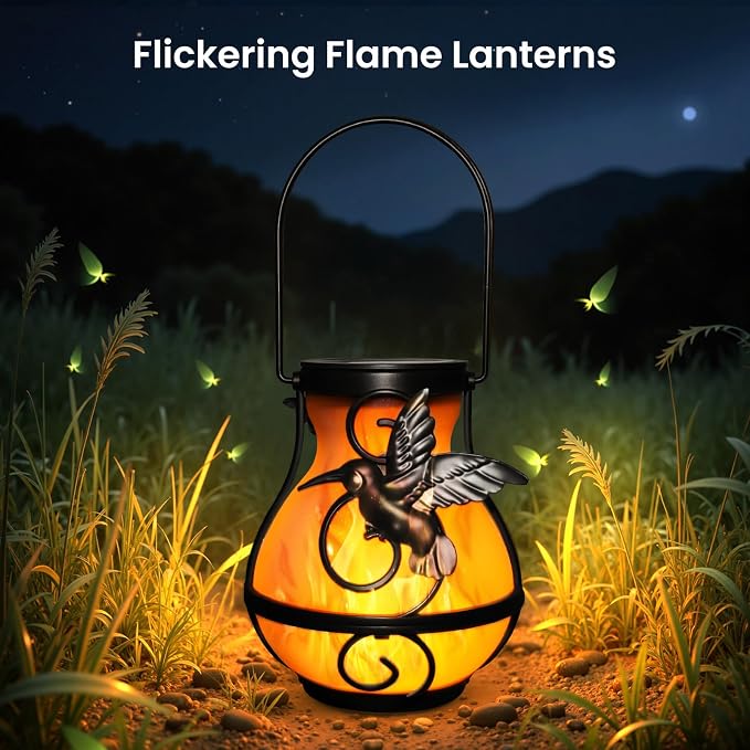 X-PREK 2 Pack Solar Lanterns Outdoor Waterproof Hummingbird Hanging Solar - Image 2