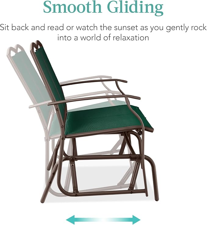 Best Choice Products 2-Person Outdoor Patio Swing Glider Steel Bench Loveseat - Image 4