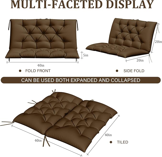 Porch Swing Cushion with Backrest, Waterproof Bench Cushion - Image 2