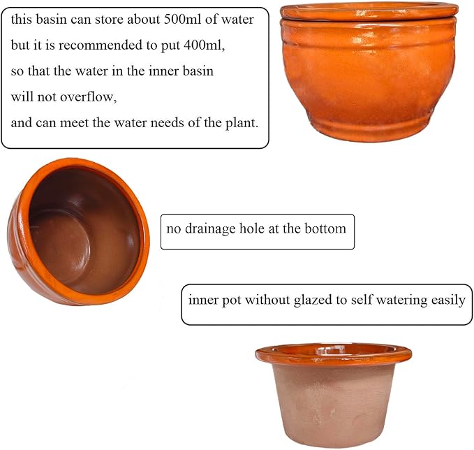 African Violet Pots Self Watering Round Ceramic Violet Pot - Image 5