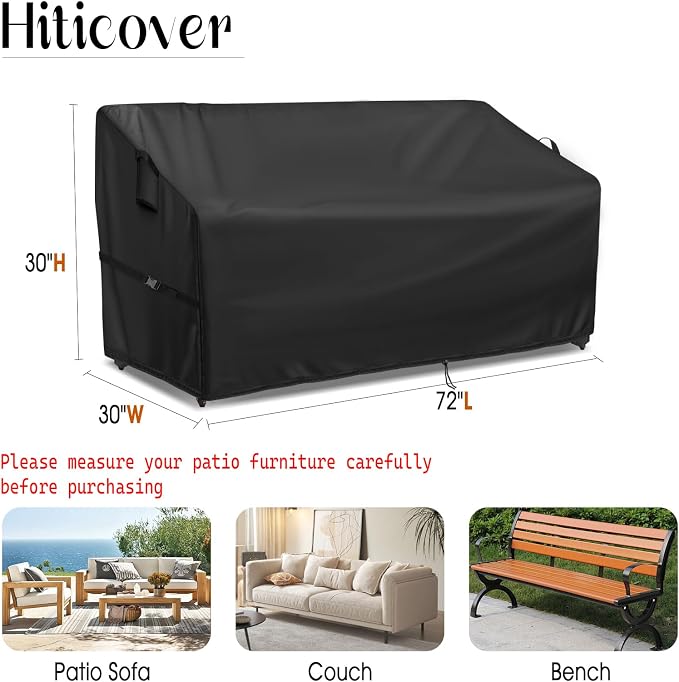 Outdoor Sofa Cover, 72 Inch Waterproof 3-Seater Paito Couch Sectional Sofa Cover - Image 2