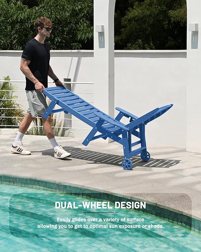 Lounge Chair Outdoor, Chaise Lounge Outdoor, HDPE 6-Position Lounge Chair - Image 4