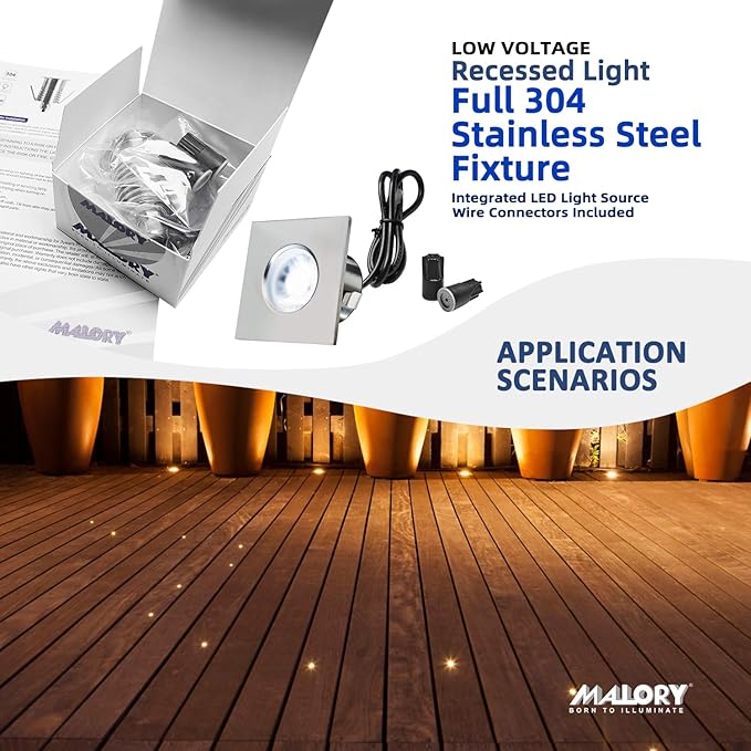 MALORY Recessed LED Deck Light, 4W 12V Low Voltage Landscape Lighting, Outdoor - Image 2
