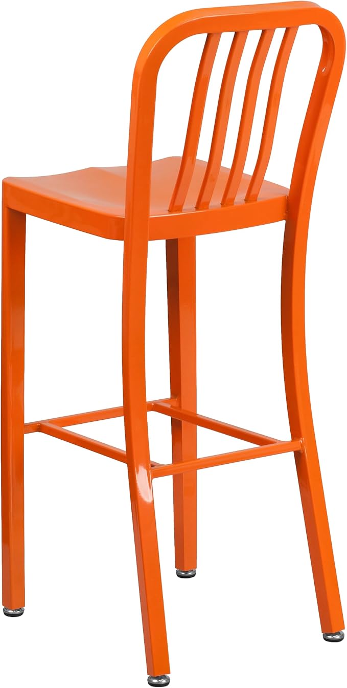Flash Furniture Commercial Grade 30" High Orange Metal Indoor-Outdoor Barstool - Image 7