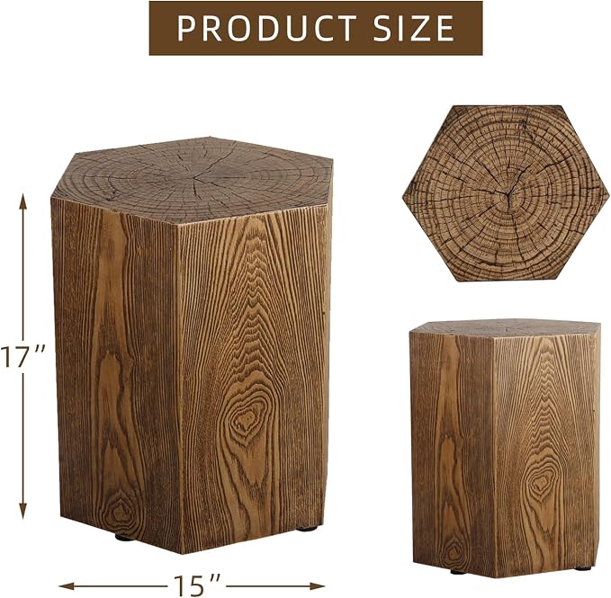 Afterglow Outdoor Hexagonal Side Table, Terrafab Material Natural Decorative - Image 3