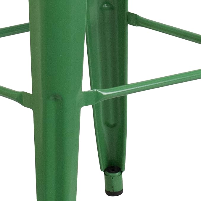 Flash Furniture Lily 4 Pack Commercial Grade 30" High Backless Green Metal - Image 6