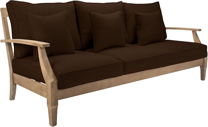 SAFAVIEH Couture Outdoor Collection Martinique Natural/Dark Brown Cushion Solid - Image 4