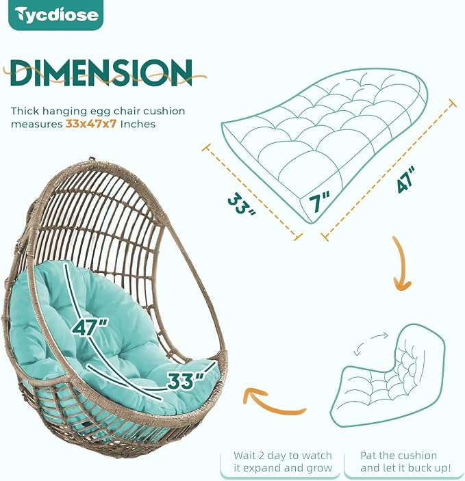 Egg Chair Cushion Replacement, Waterproof Outdoor Hanging Egg Chair Cushion - Image 3
