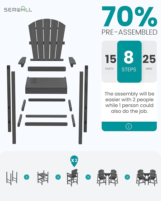 SERWALL Tall Adirondack Chairs Set of 4 - Image 7