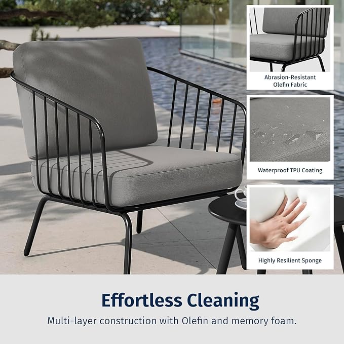 East Oak 3-Piece Plaza Patio Furniture Set, Outdoor Furniture - Image 6
