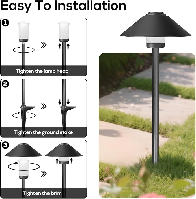Banord 4 Pack Dusk to Dawn Outdoor Pathway Lights，Dimmable LED Landscape Path - Image 3