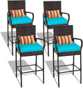 Sundale Outdoor Wicker Bar Stool Set of 4, Patio Counter Height Pub Chair by SundaleOutdoor