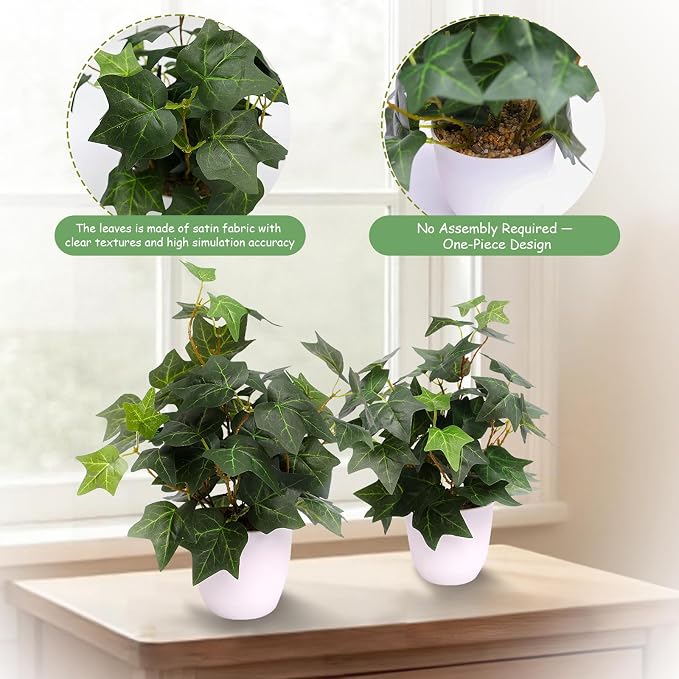 alyptus Fake English Ivy Plants in Pots Set of 2 – Realistic Artificial Ivy - Image 3