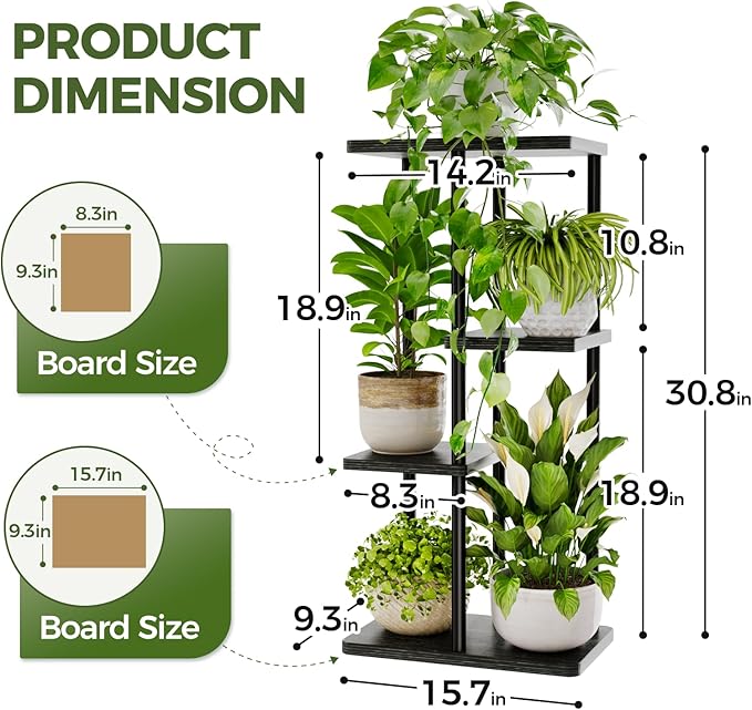Bamworld Corner Plant Stand Indoor, 4 Tier Metal Plant Shelf - Image 6