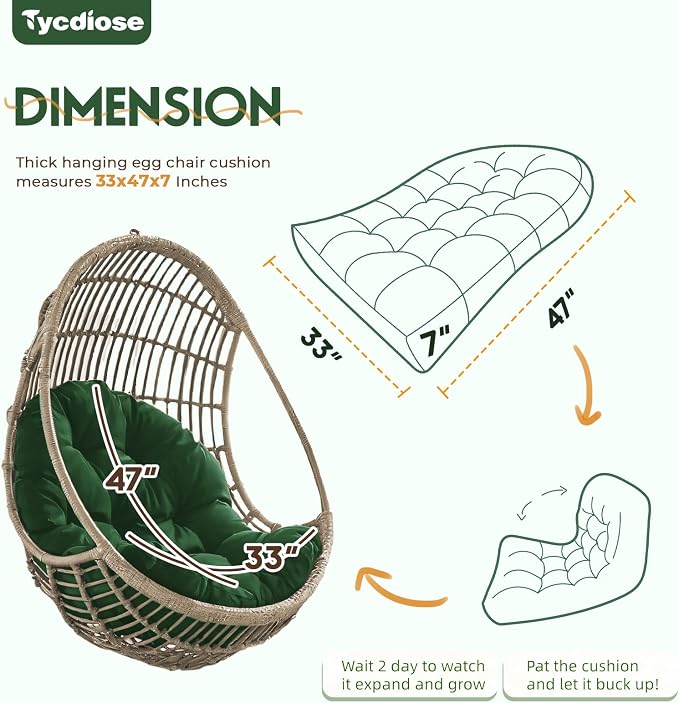 Egg Chair Cushion Replacement, Waterproof Outdoor Hanging Egg Chair Cushion - Image 2