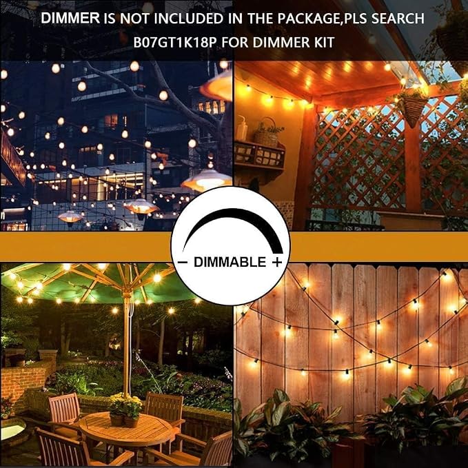 Svater Outdoor String Lights 150FT, E26 Socket, 1 Watt Dimmable 2700K Warm White - Image 8