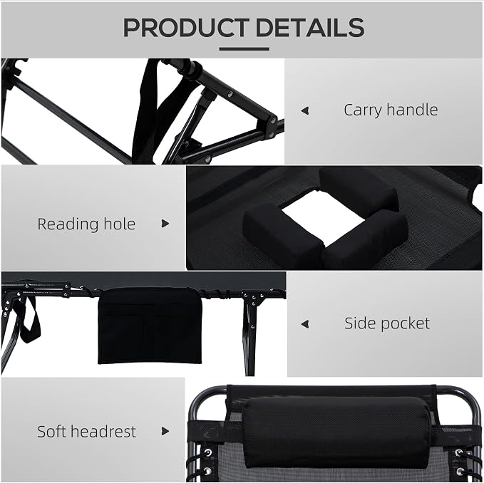 Outsunny 2 Piece Folding Chaise Lounge - Image 5