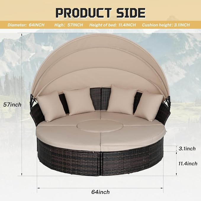Incbruce Patio Round Daybed - Image 5