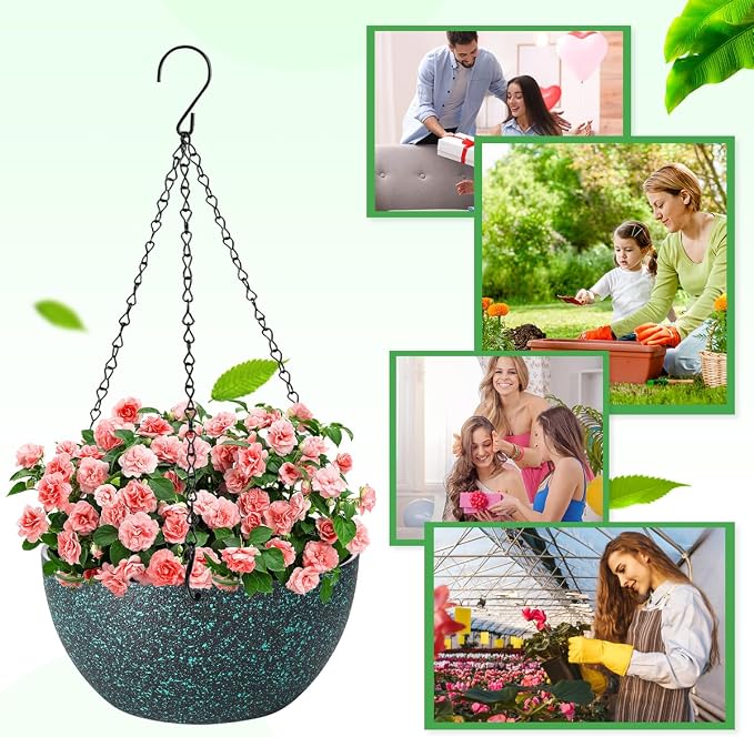 10 inch Hanging Planters for Indoor Plants, 2 Pack Planters for Outdoor Plants - Image 9