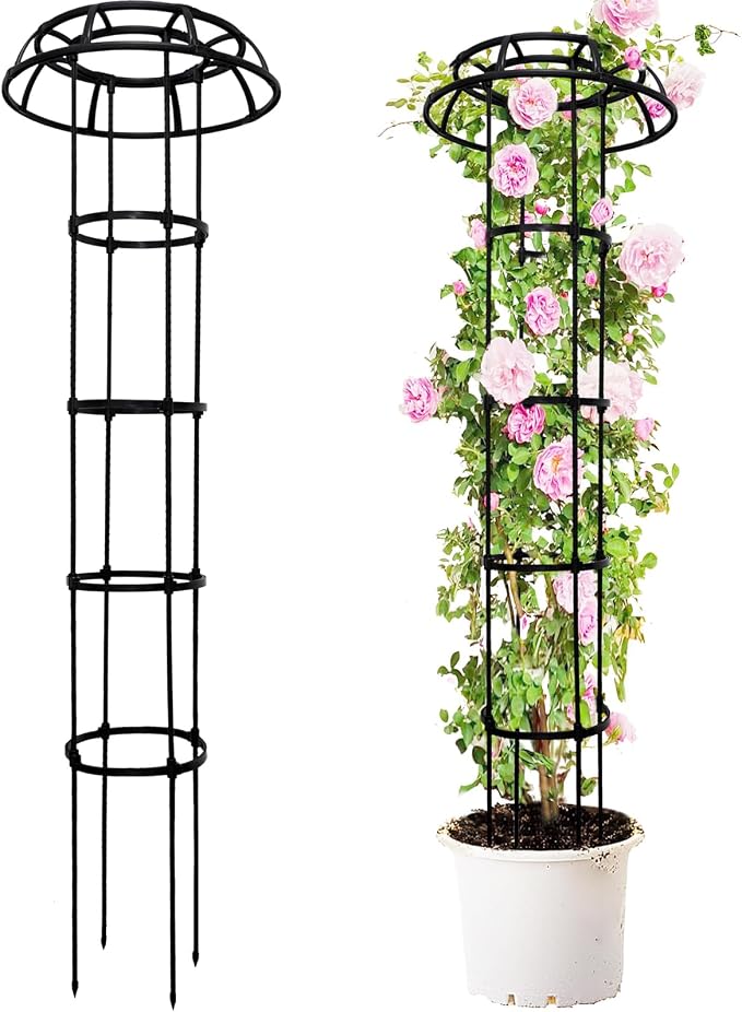 65-Inch Garden Trellis for Climbing Plants, Heavy-Duty Metal Obelisk by TCBWFY