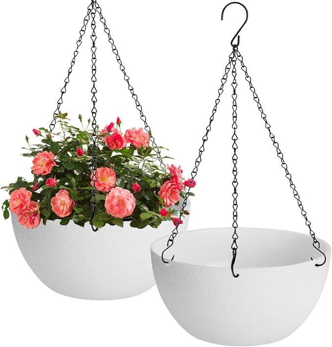 13 inch Hanging Planters for Indoor Plants, 2 Pack Planters for Outdoor Plants by HIGSEEU