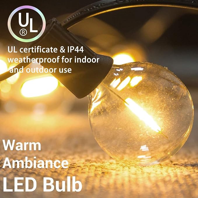 GOOTHY 50Ft G40 LED Outdoor String Lights, Waterproof - Image 3