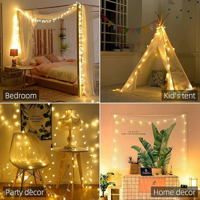 Star String Lights Plug in - 33 ft 100 LED Star Fairy String Lights - Image 4