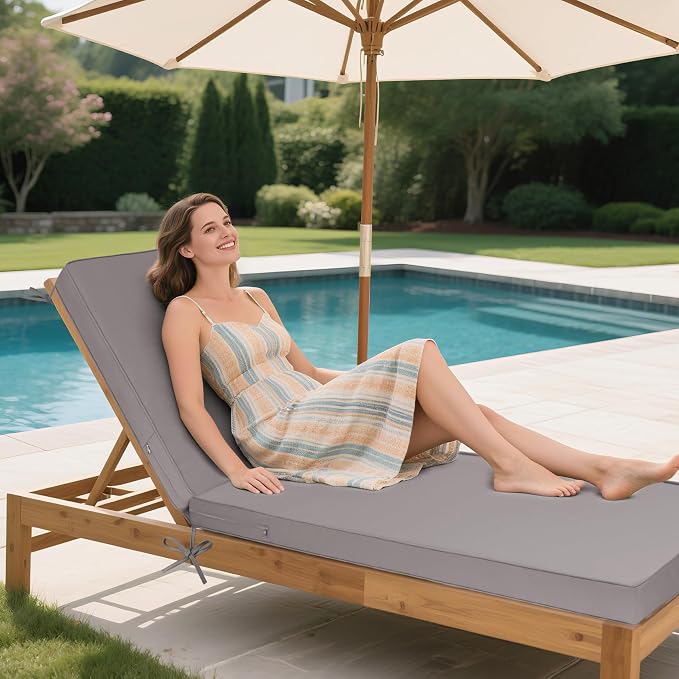 Lounge Chair Cushion Waterproof Chaise Lounge Cushions 72x21x3 Inch Non-Slip - Image 6