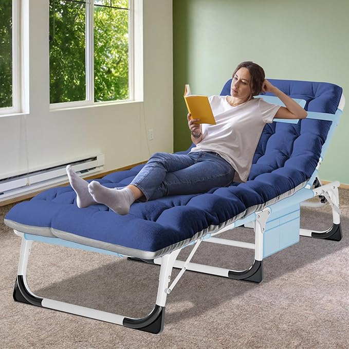 ABORON Camping Cot for Adult 28" Extra Wide, Heavy-Duty 1200D Oxford Cot for - Image 2