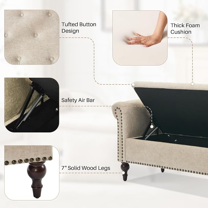 56.6" Wide Chaise Lounge Indoor - Image 4
