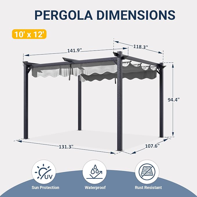 Polar Aurora 10'x12' Outdoor Pergola - Image 2