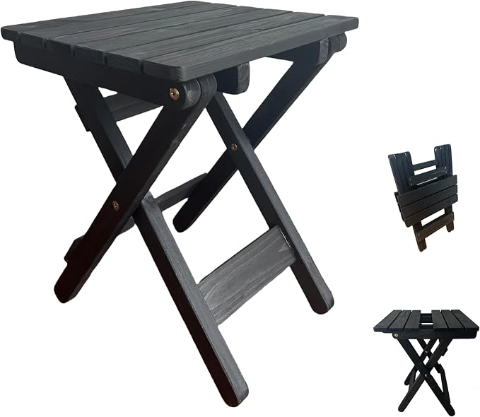 Outdoor Side Table, No Assembly Folding Wooden End Table by Sihanghome