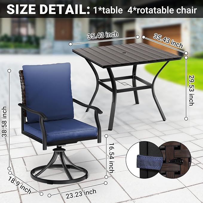 LEVELEVE 5 Piece Outdoor Patio Dining Set - Image 5