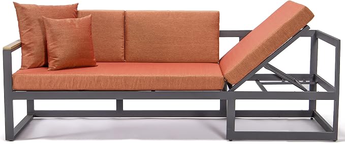 LeisureMod Chelsea 3-Piece Outdoor Patio Sectional Sofa Set, Removable Beige - Image 6