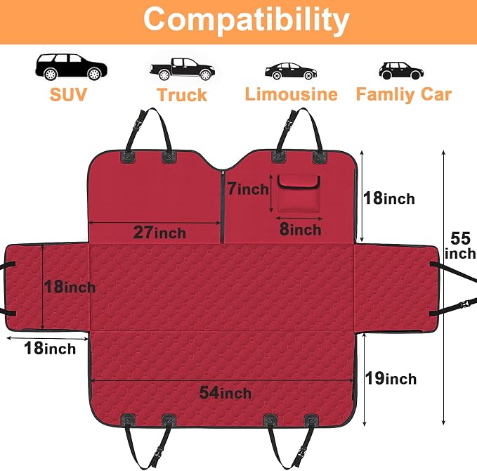 Mancro Dog Car Seat Cover for Back Seat, 2025 Upgraded 600D Heavy Duty - Image 8