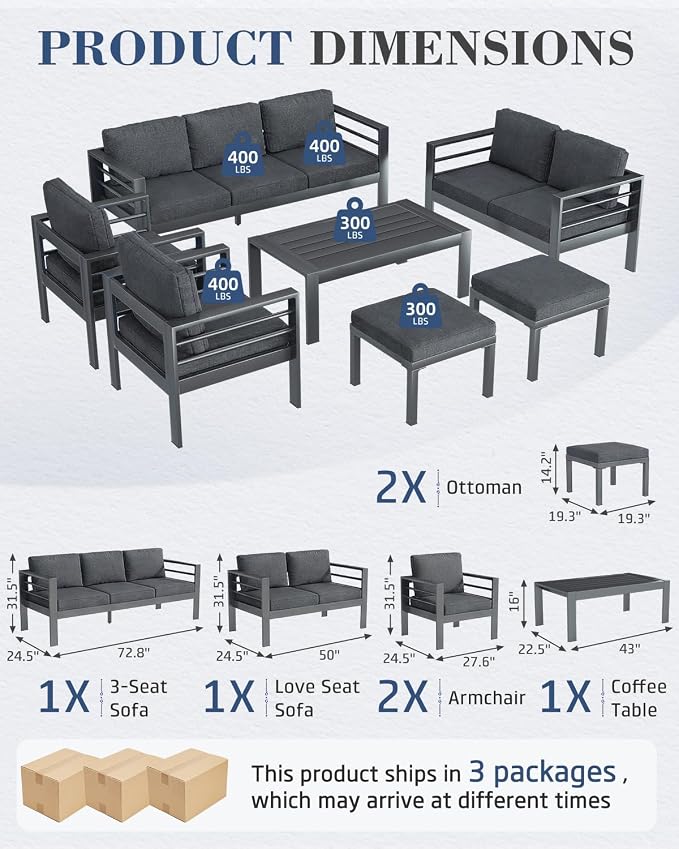 AECOJOY Aluminum Patio Furniture Armchair - Image 2