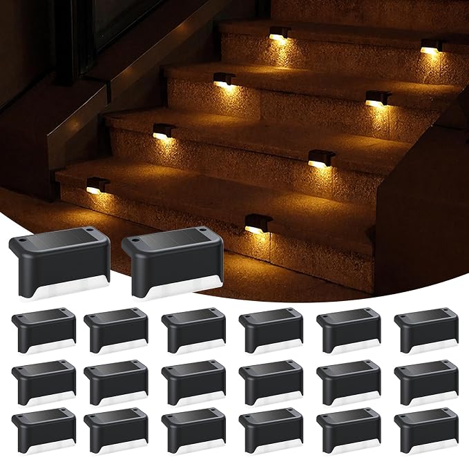 APONUO Solar Deck Lights 20 Pack Black, Solar Lights Outdoor Waterproof by APONUO
