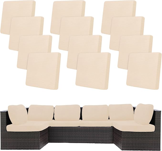 12Pcs Stretch Patio Cushion Covers, Outdoor Couch Covers Replacement, Outdoor by BIETYONE