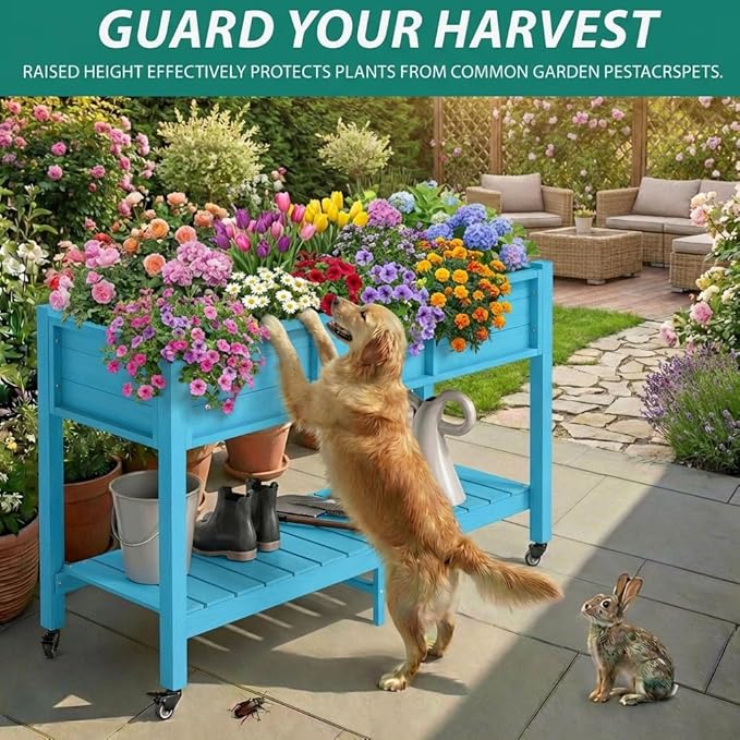 YITAHOME Raised Garden Bed HDPE, Aruba Blue - Image 2