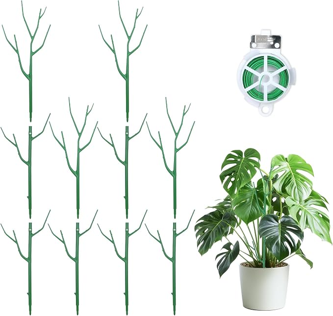 10 Pack Stackable Plant Supports Stakes, Sturdy Garden Trellis by Obralitic