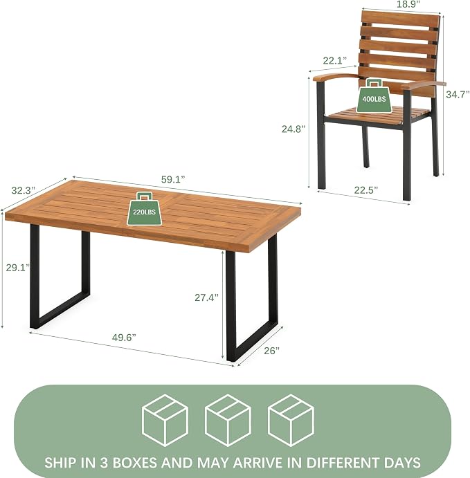 WiberWi 7 Piece Outdoor Dining Set - Image 3