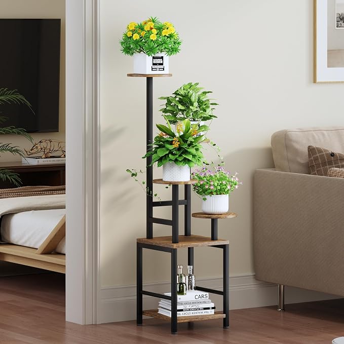 Round Plant Stand Indoor with Grow Light, 5-Tiered Tall Plant Stand Indoor - Image 2