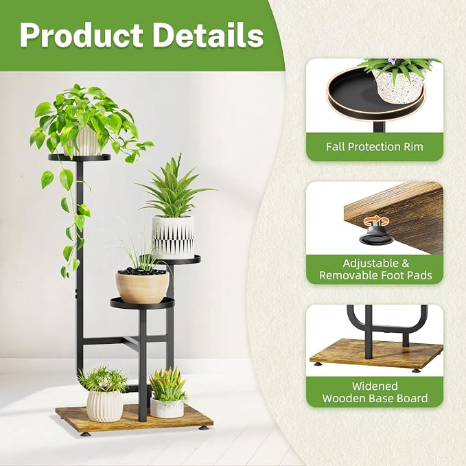 iDavosic.ly 3 Tier Plant Stand Indoor, Corner Tiered Multiple Flower Holder - Image 4
