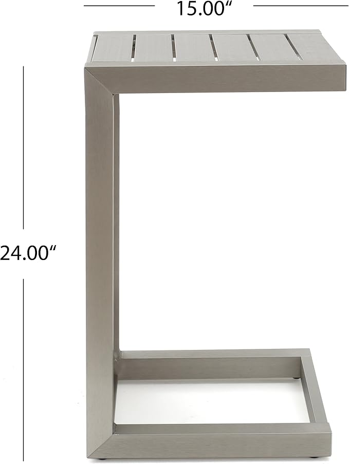 Christopher Knight Home Cape Coral Aluminum C-Shaped End Table - Image 4