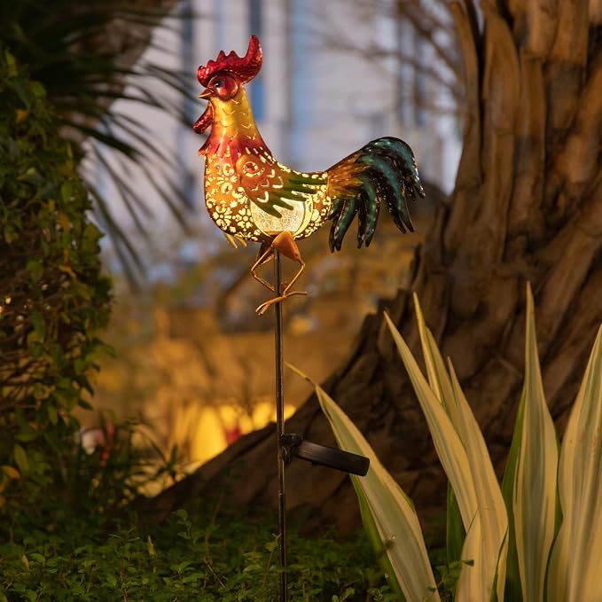 Tryme Rooster Solar Lights Outdoor Decorative Garden Statue Gifts - Image 8