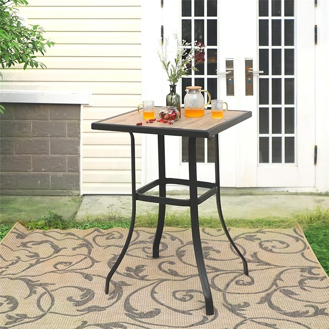 PHI VILLA Patio Bar Table, Outdoor Bar Height Bistro Table - Image 6