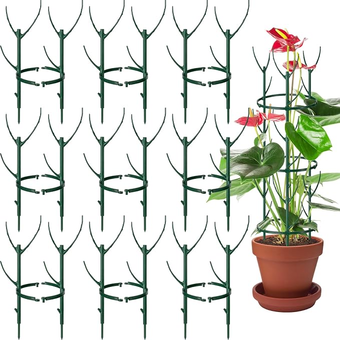 18 Pcs Plant Support Stakes & Plant Cage Support Rings, Plant Supports by VACONICO