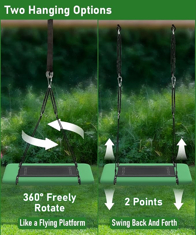 40" Retangular Tree Swing for Kids & Adults, Adjustable Platform Swing - Image 6