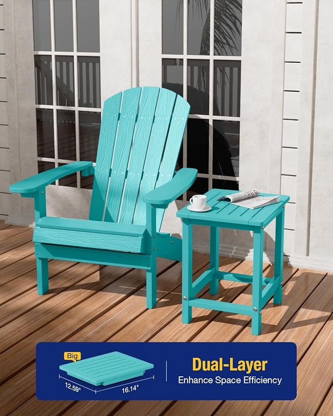 YEFU Outdoor Side Table for Patio: 16" HIPS Weather - Image 4